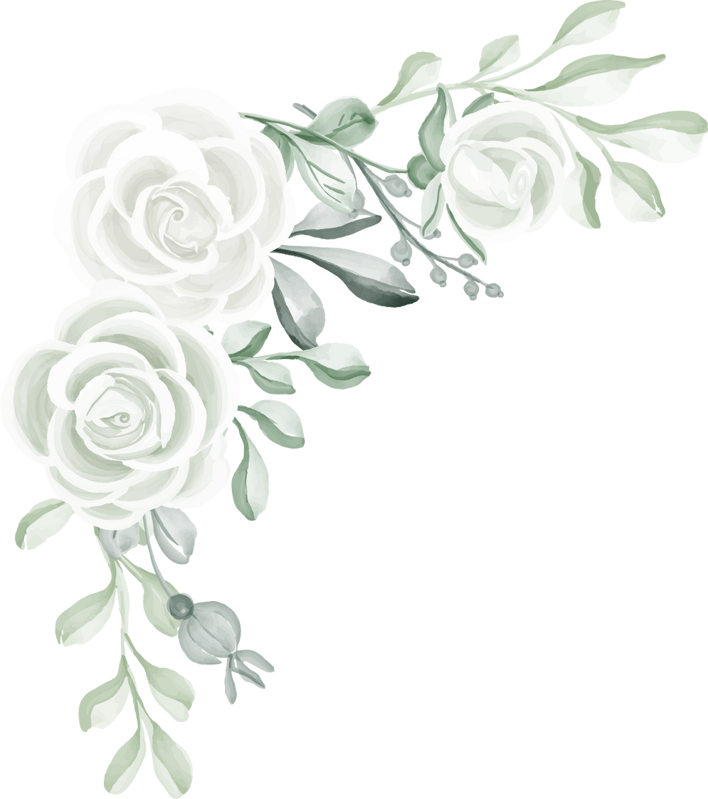 flower arrangement with rose white and green pastel