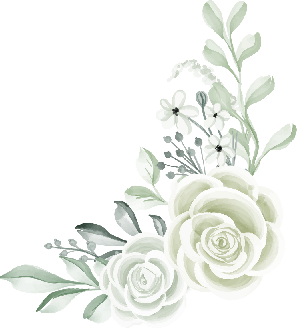 flower arrangement with rose white and green pastel